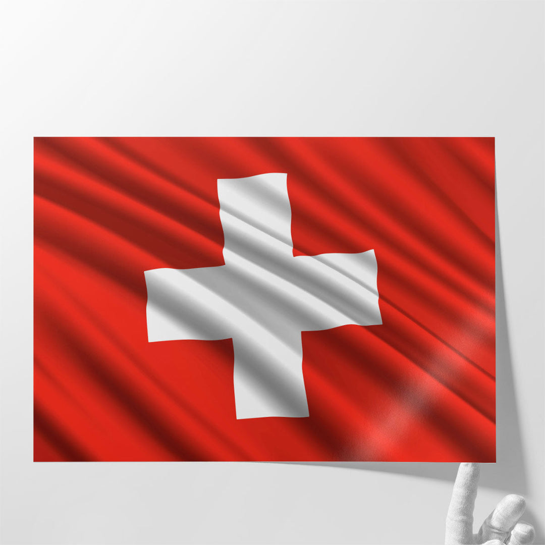 Switzerland Flag Waving - Canvas Print Wall Art