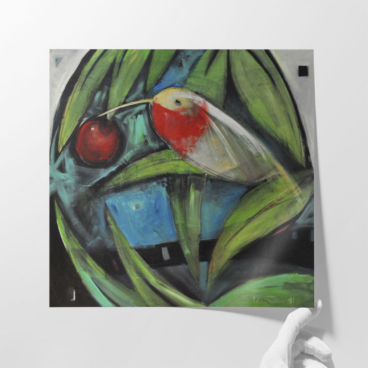 Humming Bird And Cherry - Canvas Print Wall Art