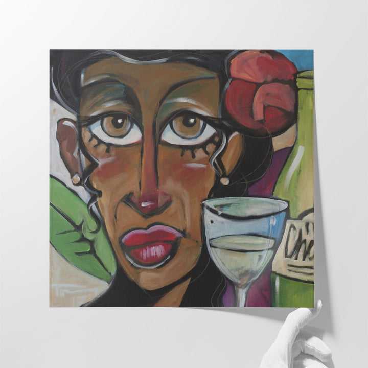 Island Girl With Wine - Canvas Print Wall Art