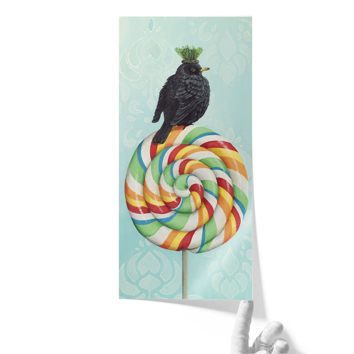 Chonky Bird on a Lollipop - Canvas Print Wall Art