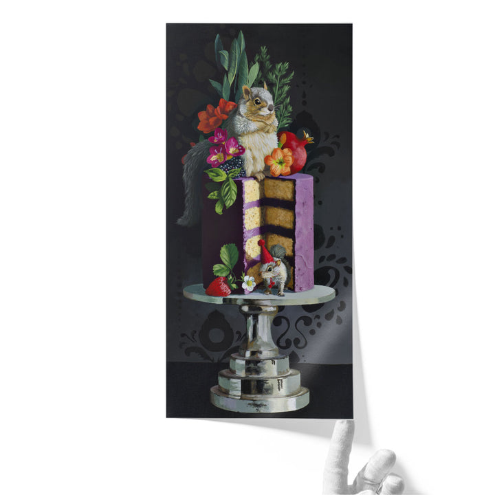 Purple Cake Squirrels - Canvas Print Wall Art