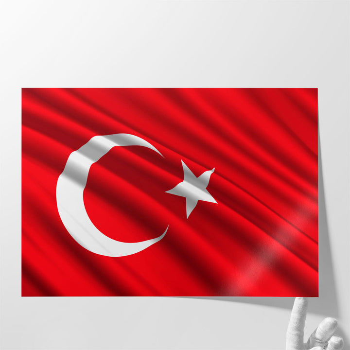 Turkey Flag Waving - Canvas Print Wall Art