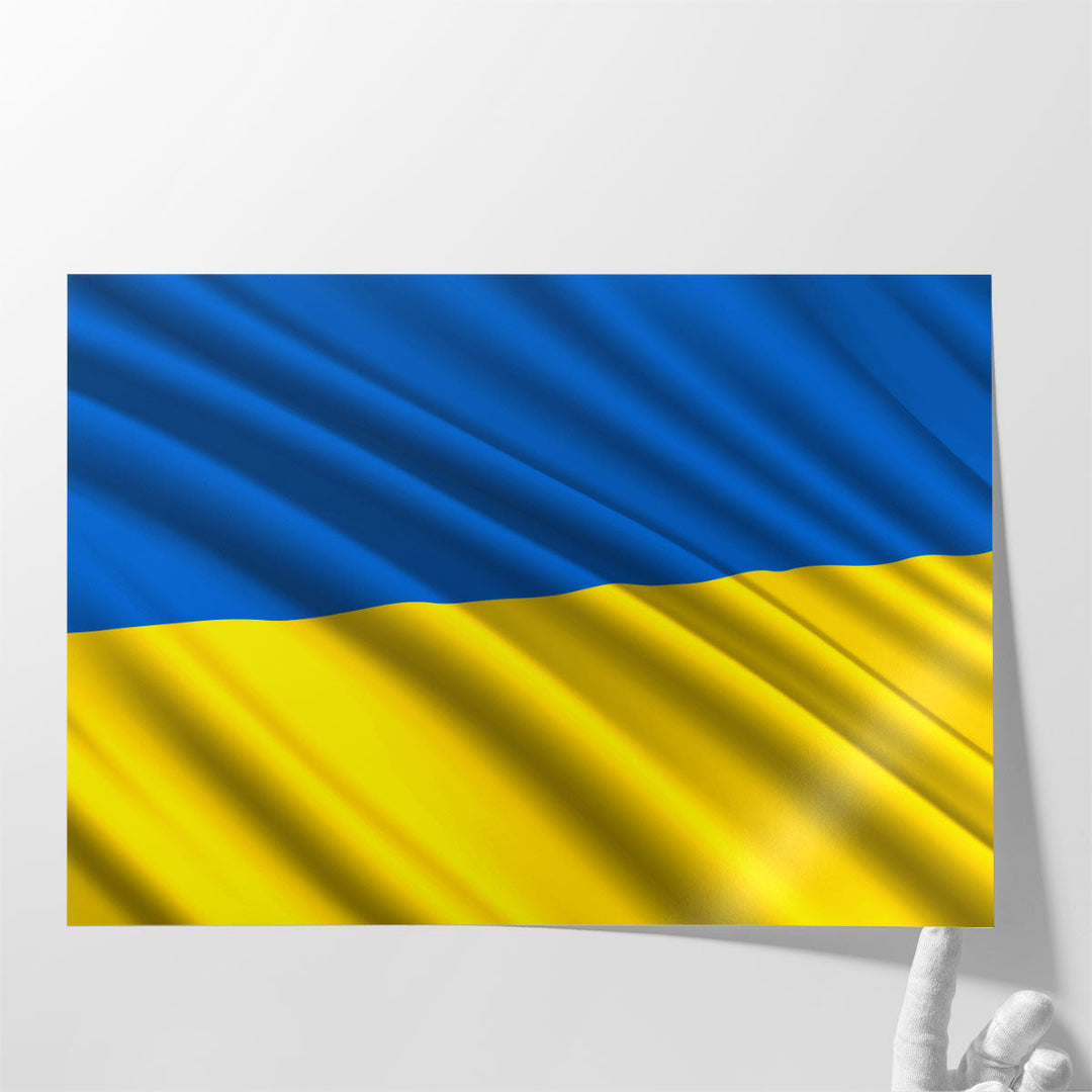 Ukraine Flag Waving - Canvas Print Wall Art