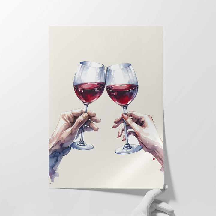 dining room paintings – red wine against neutral backdrop
