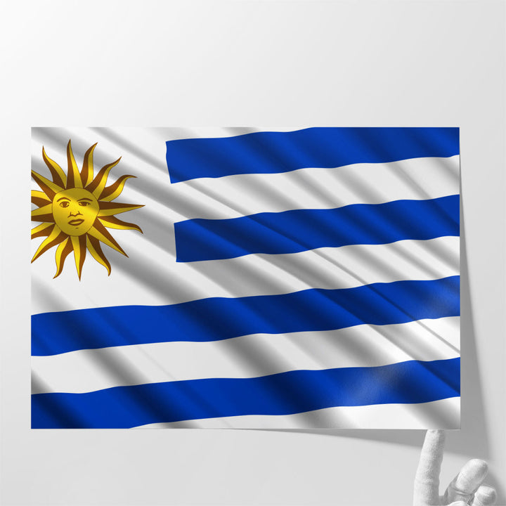 Uruguay Flag Waving - Canvas Print Wall Art