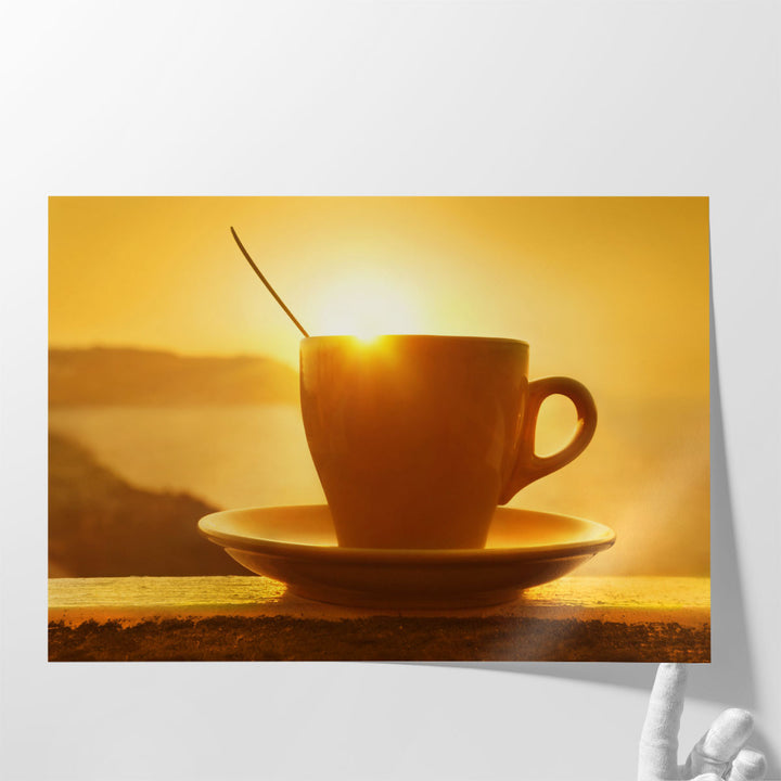 kitchen artwork – steaming tea under sunrise