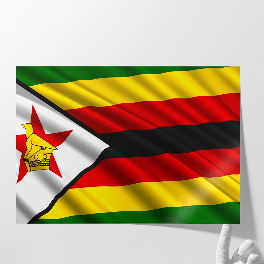 Zimbabwe Flag Waving - Canvas Print Wall Art