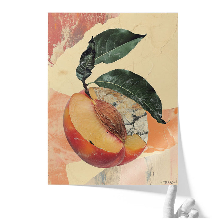 kitchen artwork – vibrant peach on neutral background