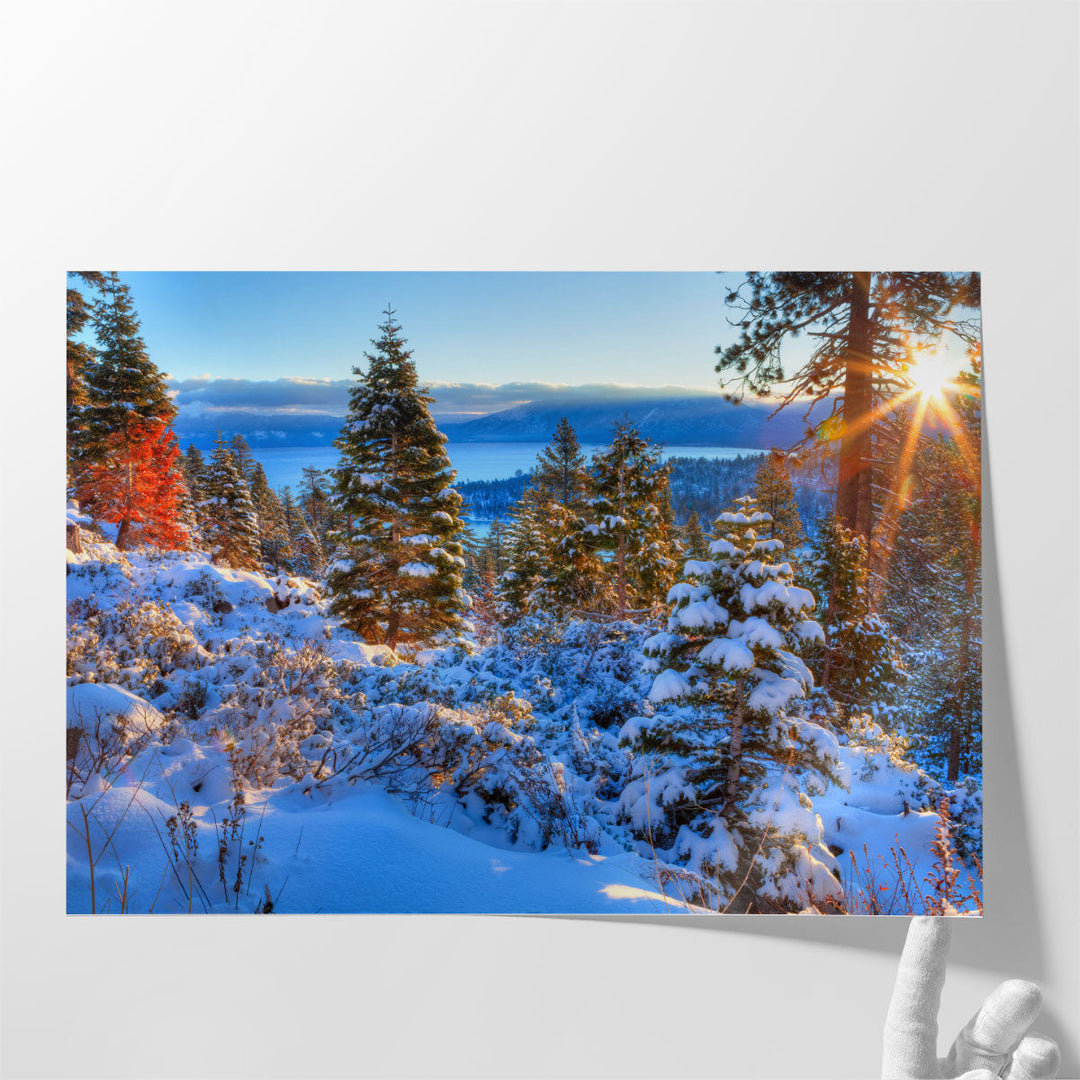 Sunrises over Lake Tahoe in California - Canvas Print Wall Art