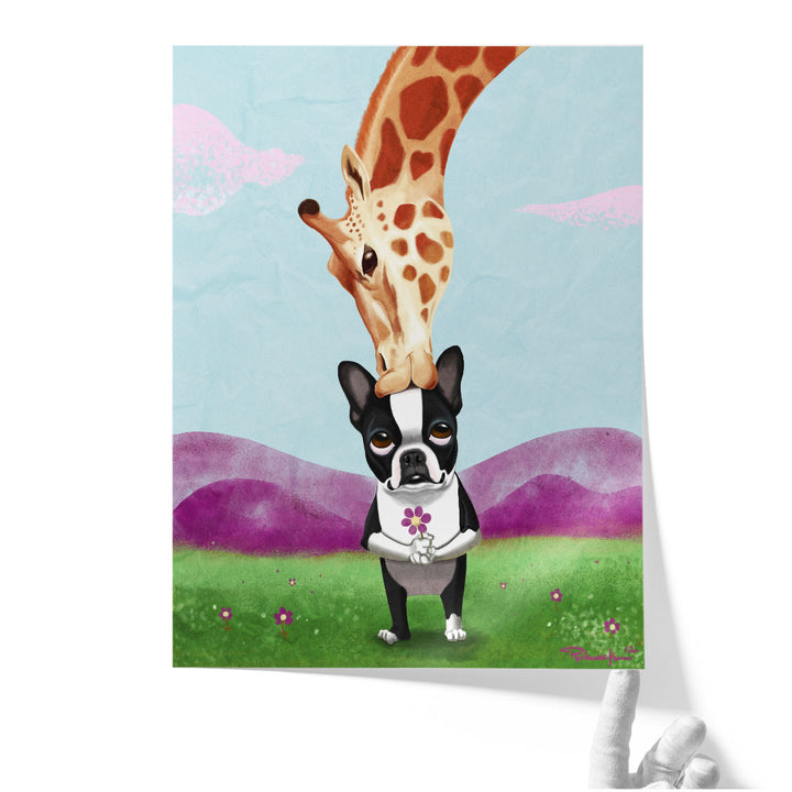 Giraffe Kisses - Canvas Print Wall Art