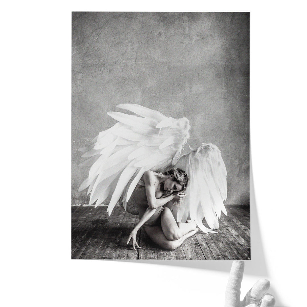 Angel Black and White - Canvas Print Wall Art