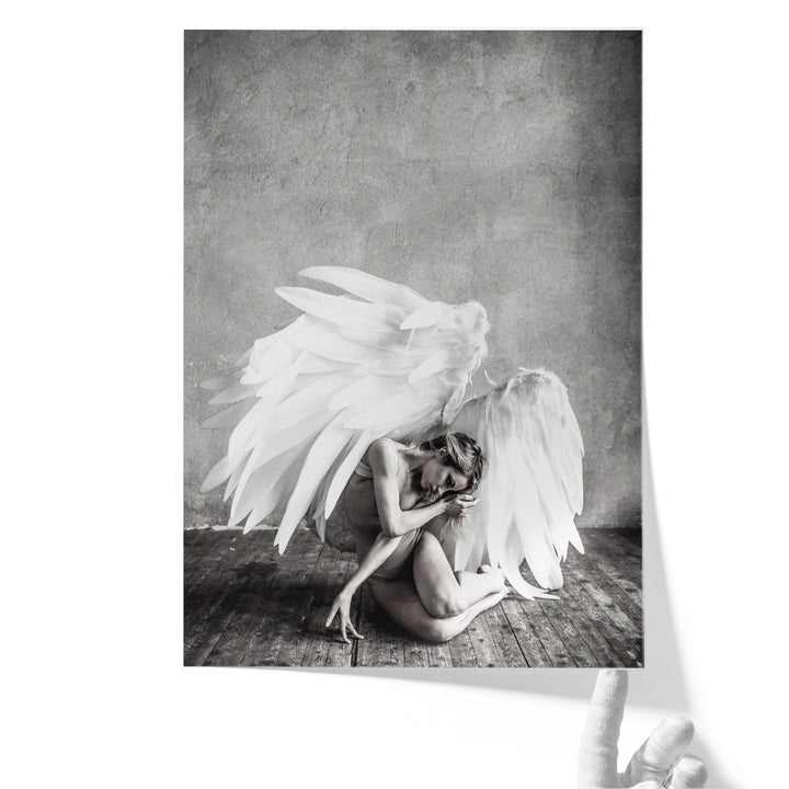 Angel Black and White - Canvas Print Wall Art