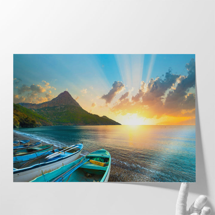 Sunset View On The Mediterranean Beach, Adrasan,  Antalya City - Canvas Print Wall Art