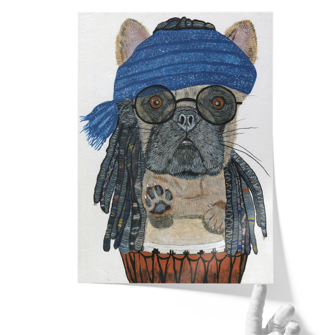 Hippie Frenchie - Canvas Print Wall Art
