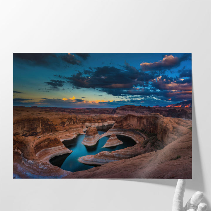 Canyon and Navajo Mountain after Sunset, Lake Powell Utah - Canvas Print Wall