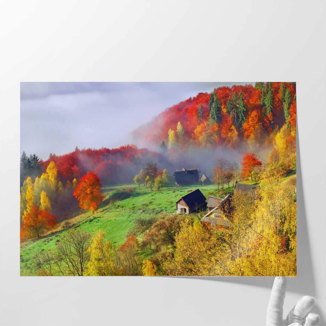 Colorful Autumn Landscape in The Carpathian Mountains - Canvas Print Wall Art