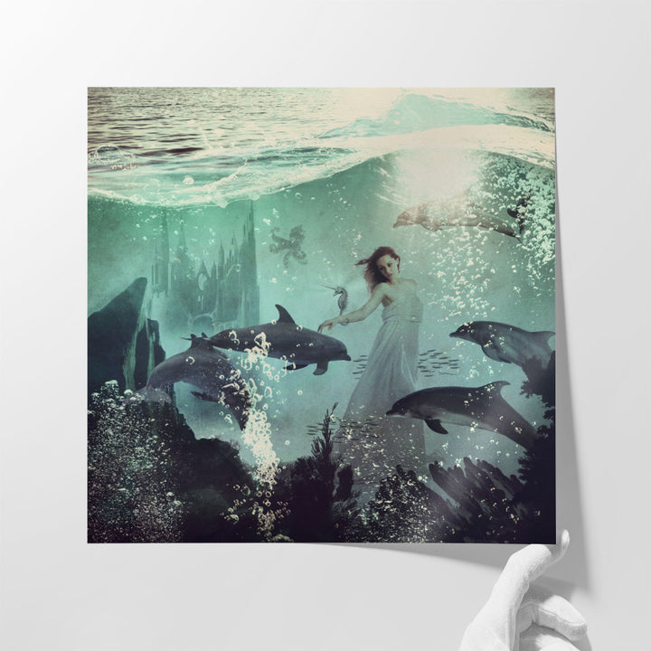 The Sea Unicorn Lady - Canvas Print Wall Art