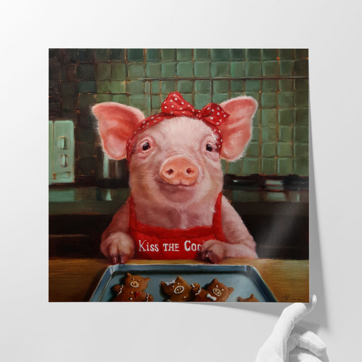 Gingerbread Pigs - Canvas Print Wall Art