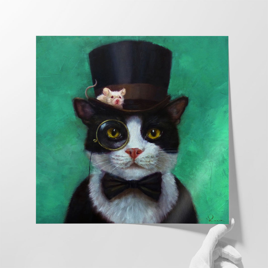 Tuxedo Cat Black And White - Canvas Print Wall Art