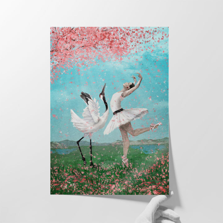White crane wall art for bedroom décor