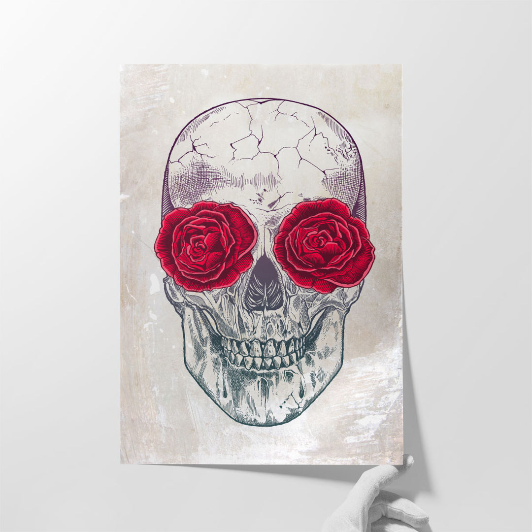 Skull And Roses - Canvas Print Wall Art