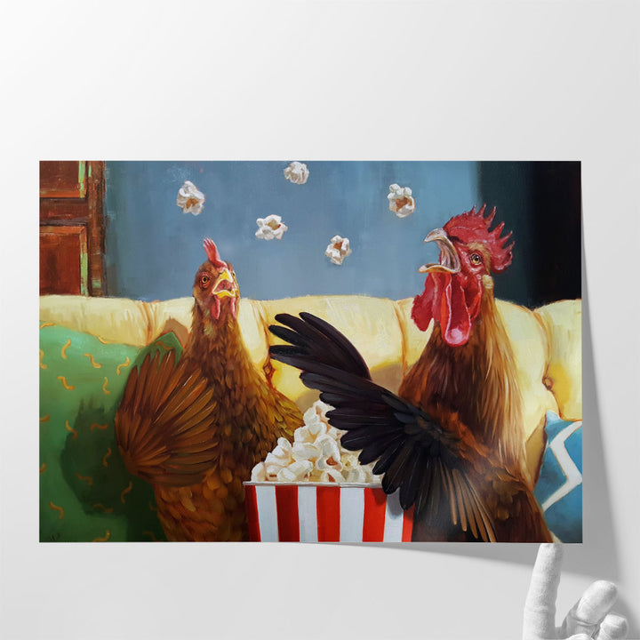 Popcorn Chickens - Canvas Print Wall Art