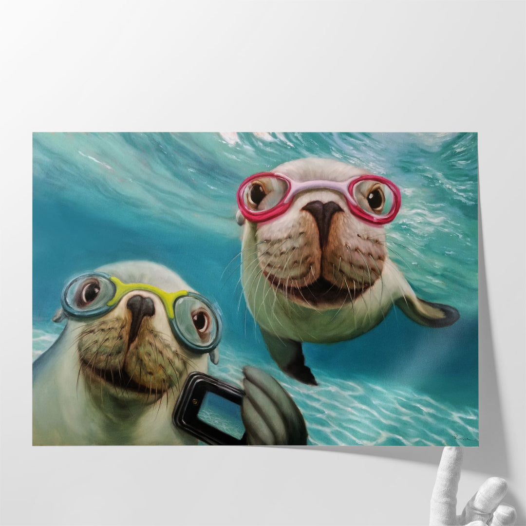 Underwater Selfie- Canvas Print Wall Art