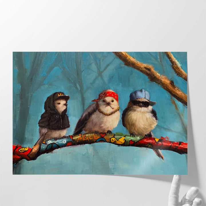 Birdz In Da Hood - Canvas Print Wall Art