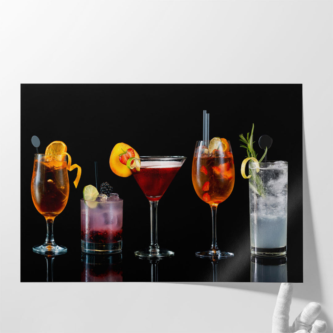 Selection of Cocktails Kitchen, Restaurant and Bar Decor - Canvas Print Wall Art