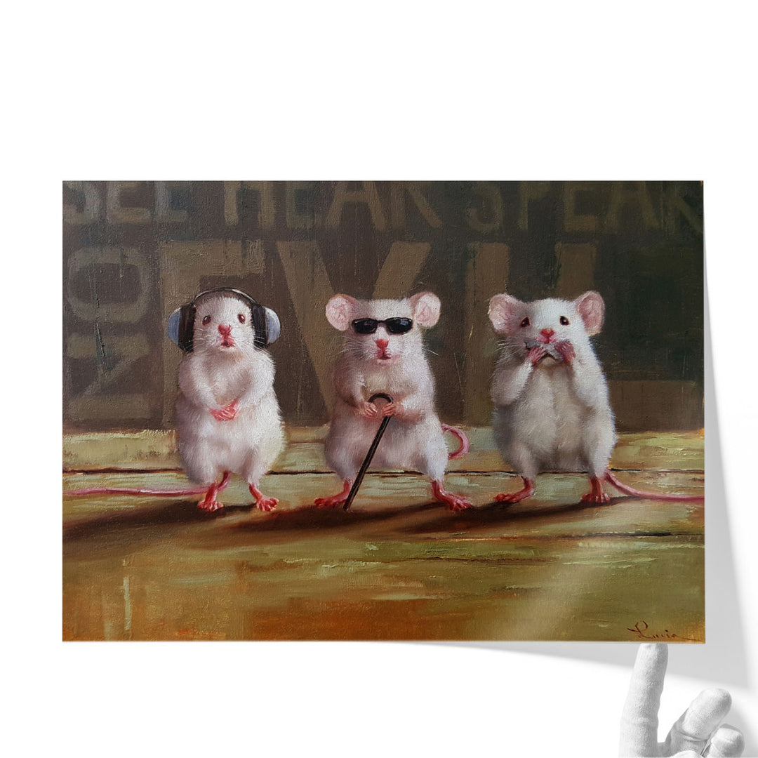 Three Wise Mice - Canvas Print Wall Art