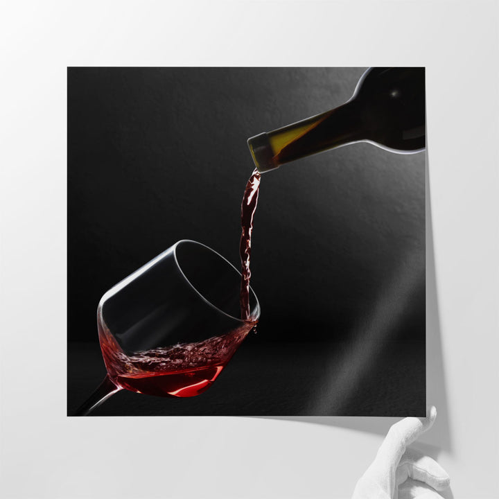 Wine On Black Background - Canvas Print Wall Art