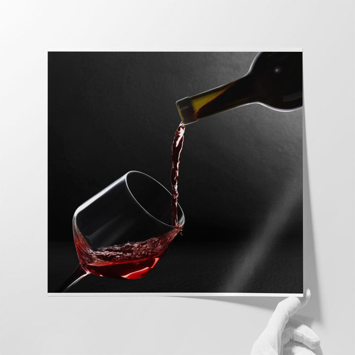 Wine On Black Background - Canvas Print Wall Art