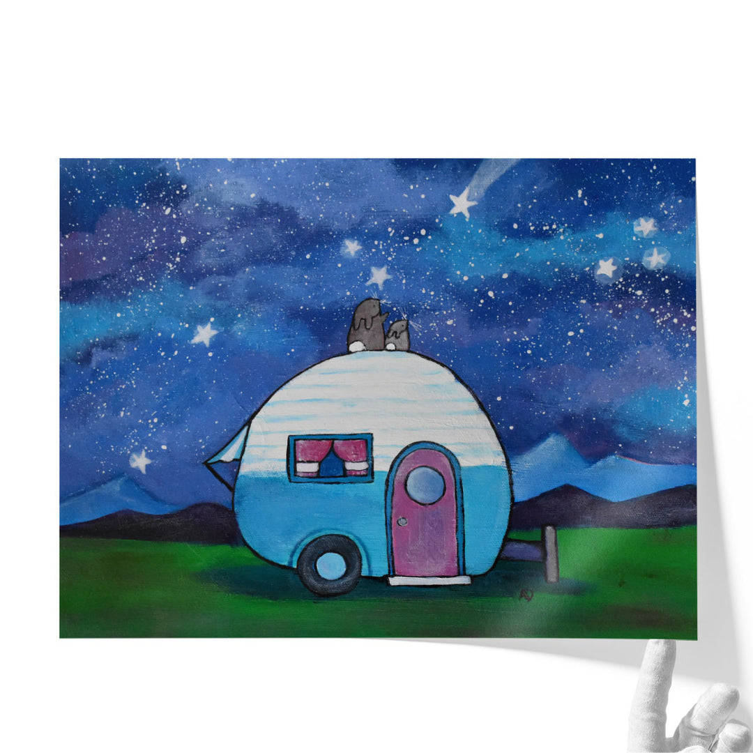 Big framed children's wall art with bus and stars
