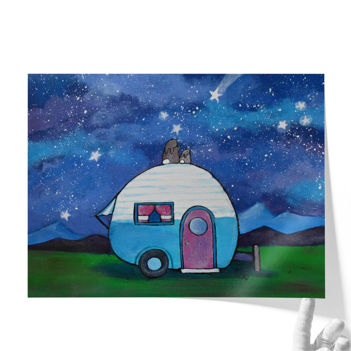 Big framed children's wall art with bus and stars