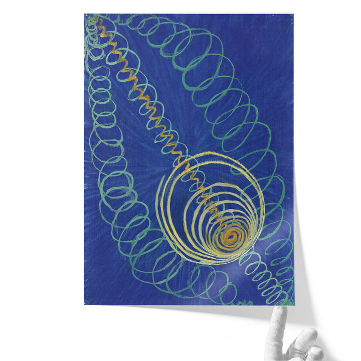 hallway wall decor – blue and yellow spiral