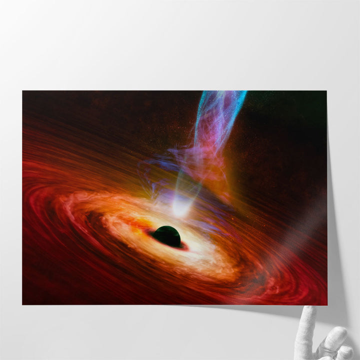 Black Hole with Nebula Over Colorful Stars and Cloud Fields in Outer Space - Canvas Print Wall Art