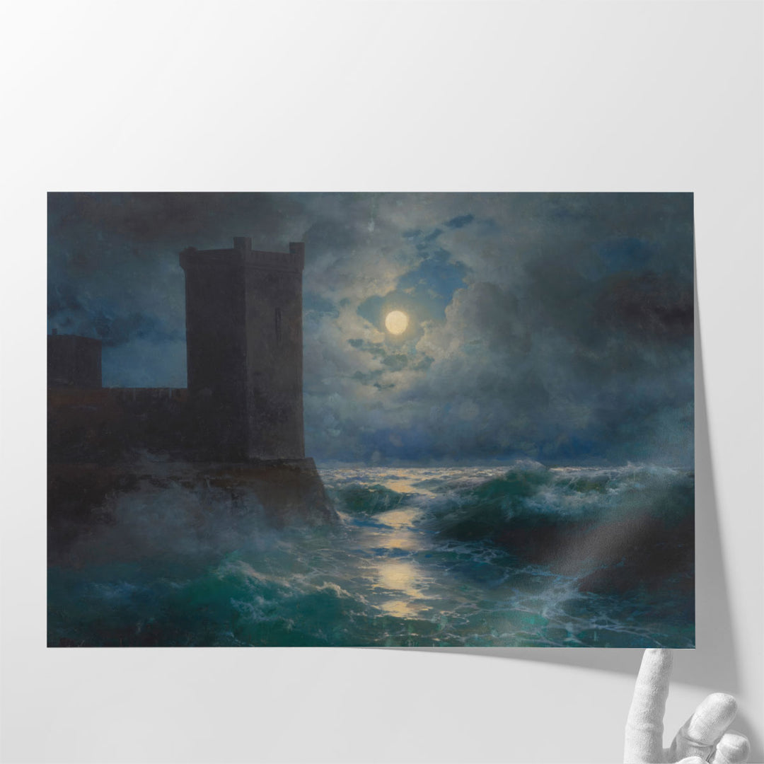moon canvas painting reflecting on water