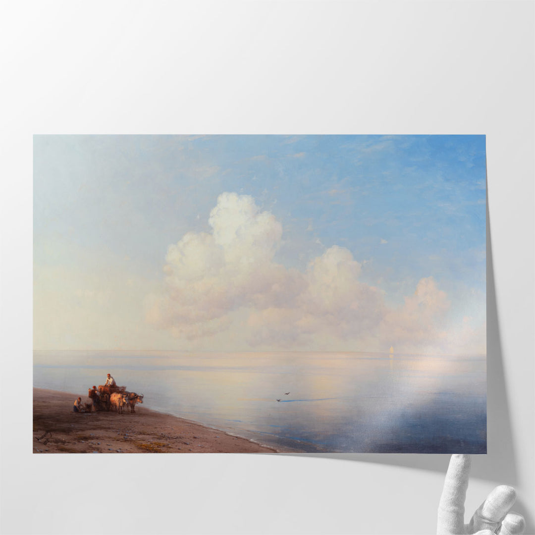 hallway prints – cows tied to cart by coast
