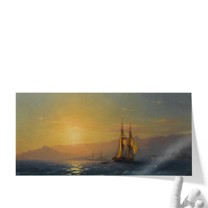sunset wall art – golden ocean horizon