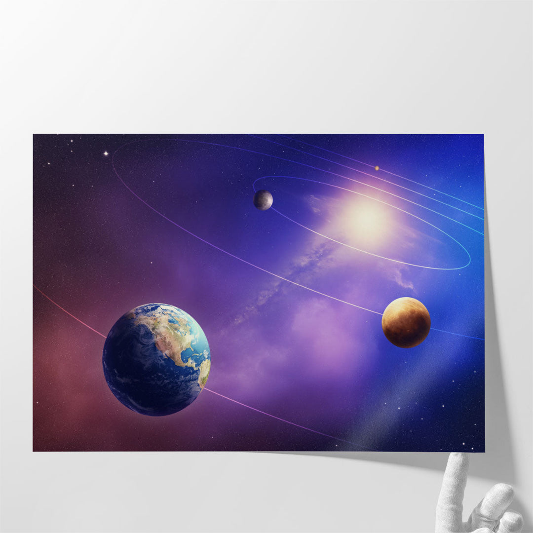 Inner Four Solar System Planets - Canvas Print Wall Art