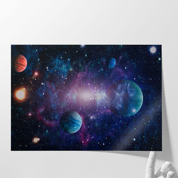 Planets, Stars and Galaxies in Outer Space - Canvas Print Wall Art