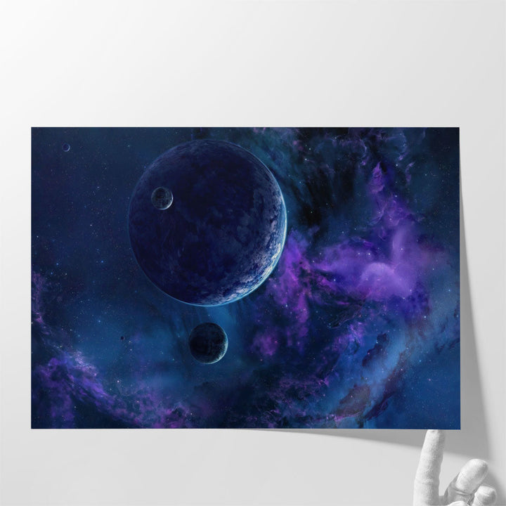 Some Blue And White Planets - Canvas Print Wall Art