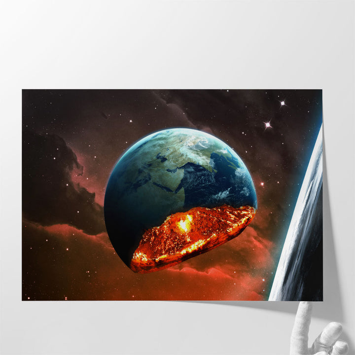 Universe Scene With Crust and Mantle of Earth - Canvas Print Wall Art