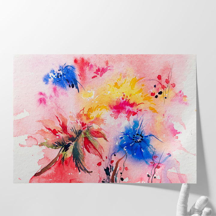 Abstract Watercolor Floral Painting - Canvas Print Wall Art