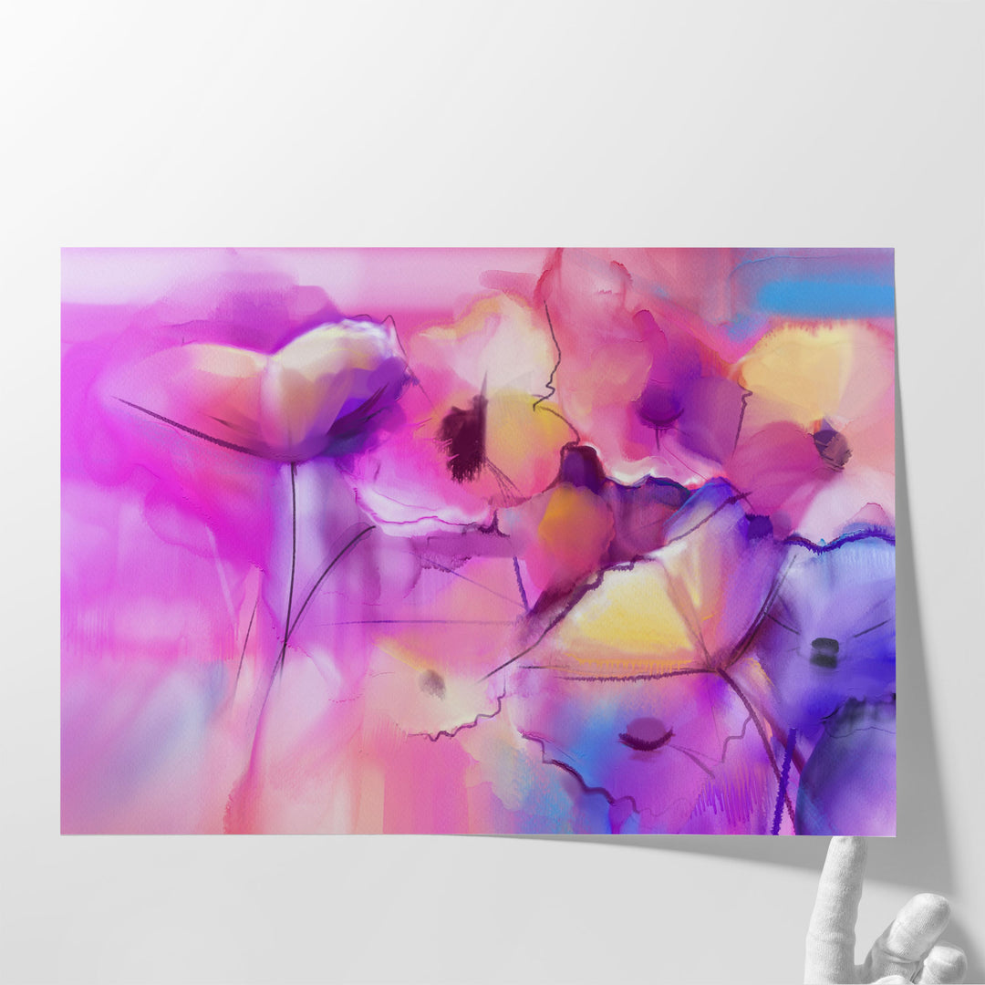 Abstract Tulip Flowers Watercolor Painting - Canvas Print Wall Art
