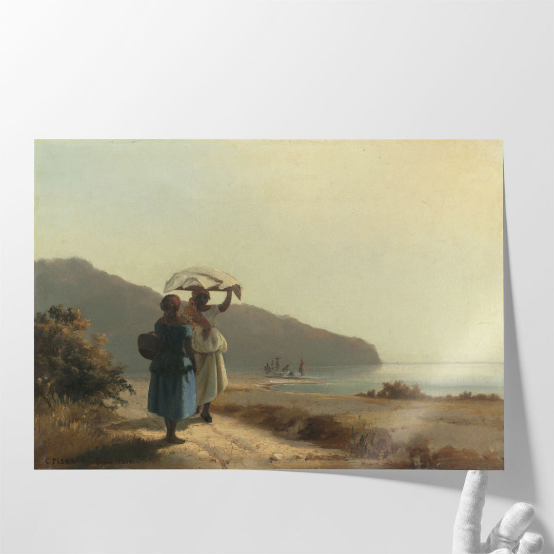 Two Women Chatting by the Sea, St. Thomas, 1856 - Canvas Print Wall Art