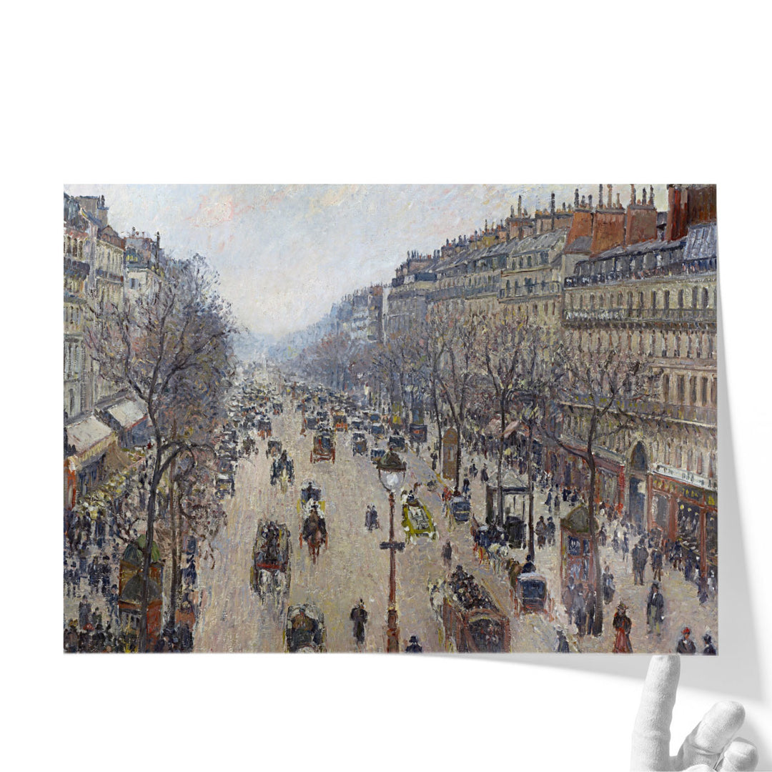 Boulevard Montmartre, Morning, Cloudy Weather - Canvas Print Wall Art