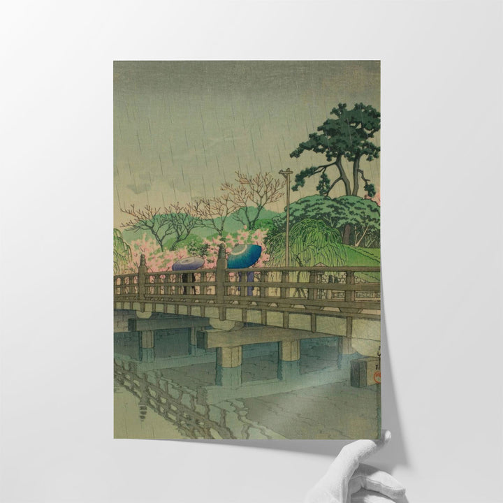 Spring Rain at Benkei Bridge - Canvas Print Wall Art