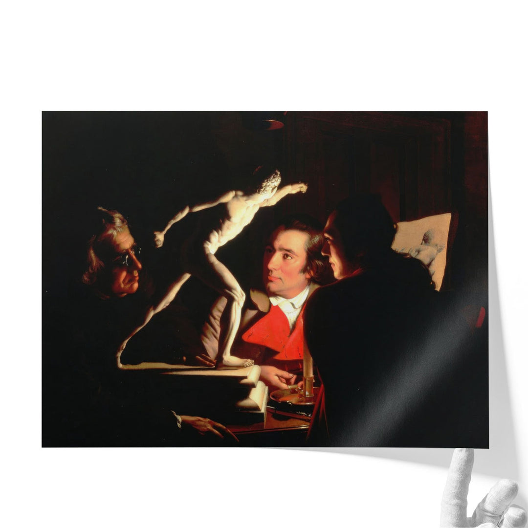 Three Persons Viewing the Gladiator by Candlelight - Canvas Print Wall Art