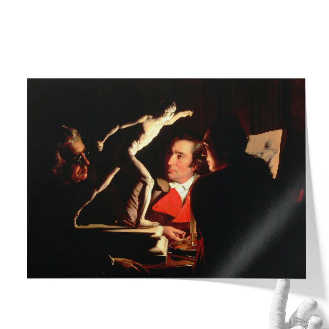 Three Persons Viewing the Gladiator by Candlelight - Canvas Print Wall Art